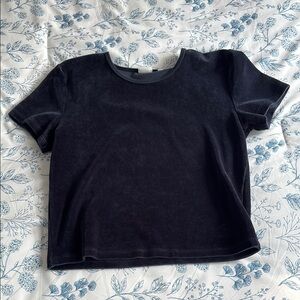 Aritzia Sunday Best navy velvet baby t shirt